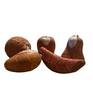 Vintage Large Handmade Hand Painted Artisan Leather and Clay Fruit Decor